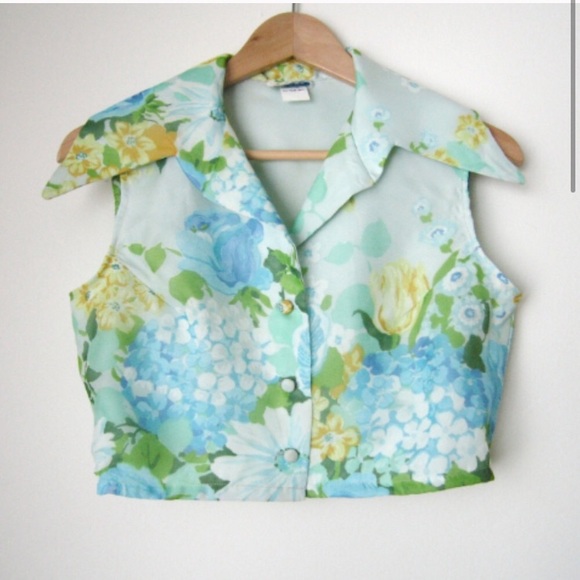 Floral Organza Crop Top - Picture 1 of 5
